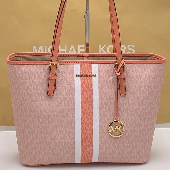 MICHAEL KORS JET SET TRAVEL MEDIUM CARRYALL TOTE SHERBERT MULTI COLOR - Picture 2 of 16